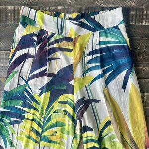 Massimo Dutti Tropical Leaf Print Linen Trousers